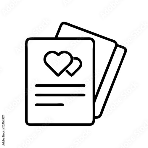 affirmation cards icon, singles awareness line art, self-love icon - simple black line art icon of affirmation cards, for singles awareness day celebrations. self-love vector icon.