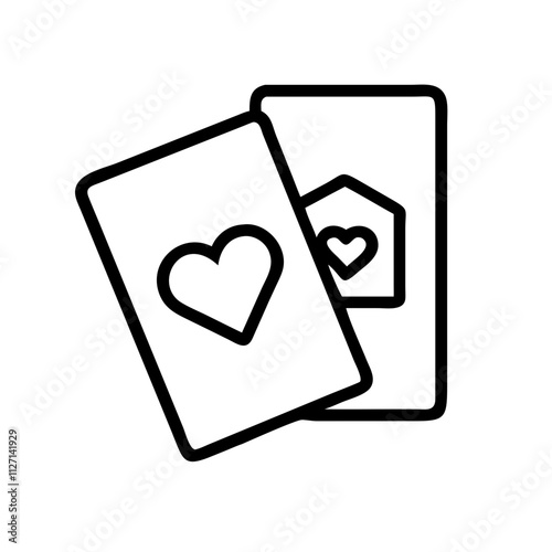 affirmation cards icon, singles awareness line art, self-love icon - simple black line art icon of affirmation cards, for singles awareness day celebrations. self-love vector icon.