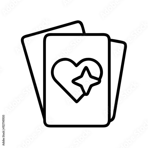 affirmation cards icon, singles awareness line art, self-love icon - simple black line art icon of affirmation cards, for singles awareness day celebrations. self-love vector icon.