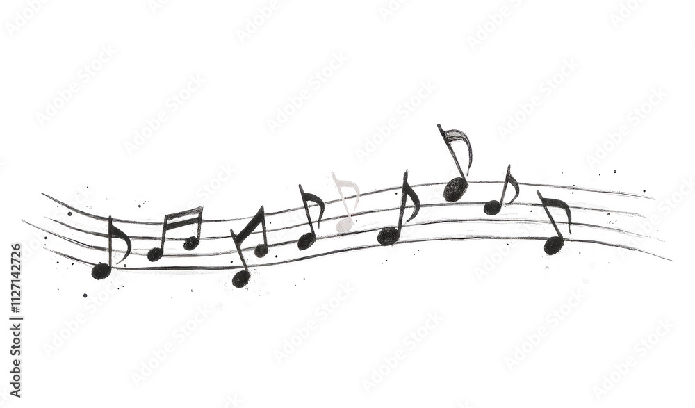 black musical notes hand-drawn on a white background black musical notes hand-drawn on a white background