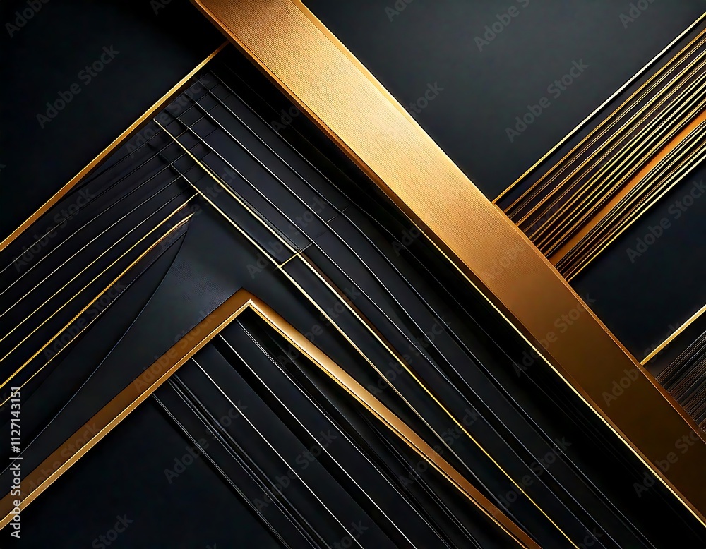 Obraz premium Abstract Black and Gold Geometric Design: Luxury, Modern, Elegant, and Sophisticated Background Texture