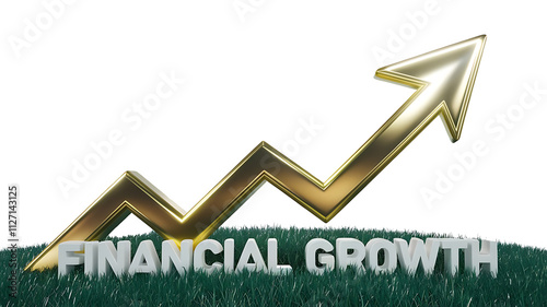 financial growth,  green arrow up isolated in white background