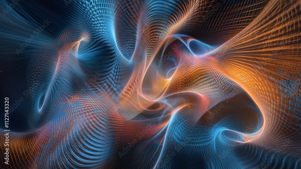 Abstract Digital Art: Intricate Network of Glowing Lines Abstract Digital Art: Intricate Network of Glowing Lines