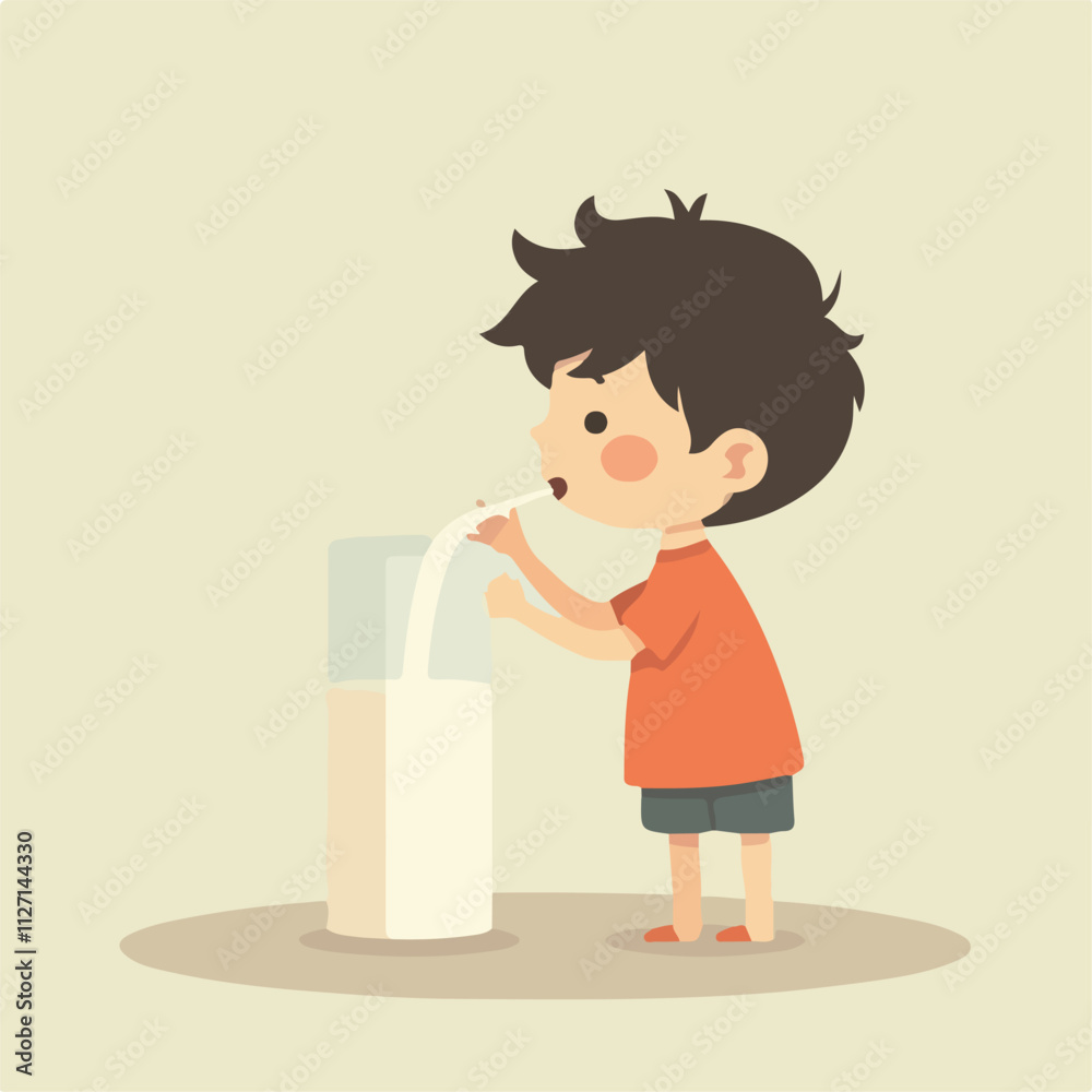 Boy Drinking milk illustration vector design logo and icon design Boy Drinking milk illustration vector design logo and icon design