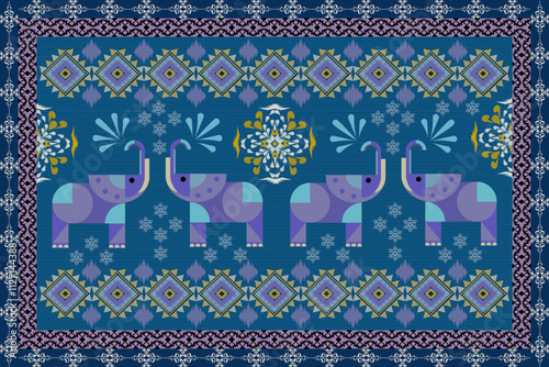 pattern with elephant Persian Turkish carpet rug antique pattern decoration 