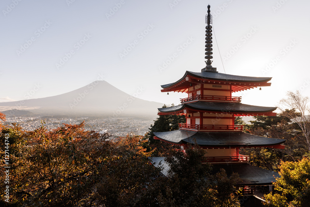 Chureito pagoda and Fuji mountain in autumn, Japan. Chureito pagoda and Fuji mountain in autumn, Japan.
