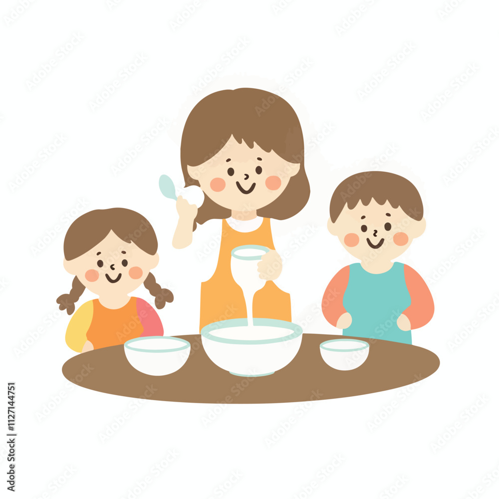 Children Drinking milk illustration vector design, logo and icon design Children Drinking milk illustration vector design, logo and icon design