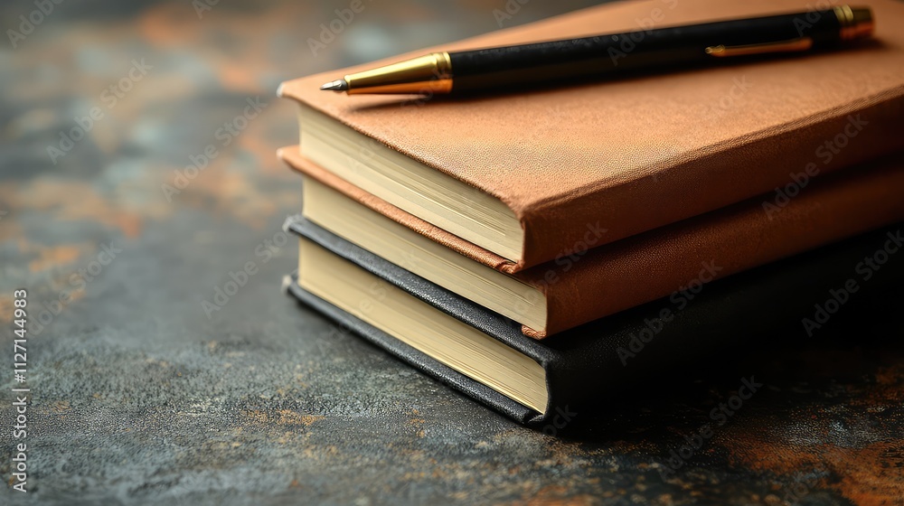 Soft Focus on Stack of Notebooks with Pen and Pencil in Quiet Repose Soft Focus on Stack of Notebooks with Pen and Pencil in Quiet Repose