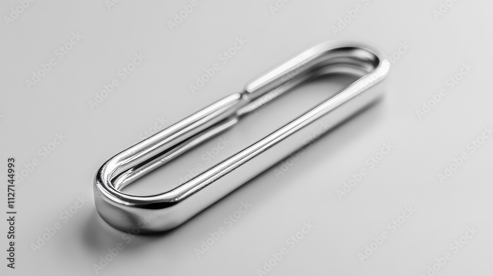 Close-Up of a Shiny Silver Paperclip on a Smooth Gray Surface Close-Up of a Shiny Silver Paperclip on a Smooth Gray Surface