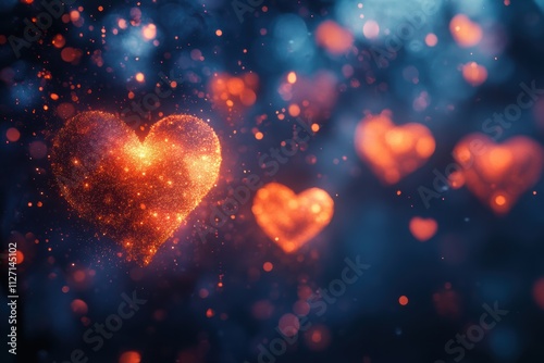 Abstract glowing heart bokeh for creative branding projects, featuring colorful and dreamy patterns.