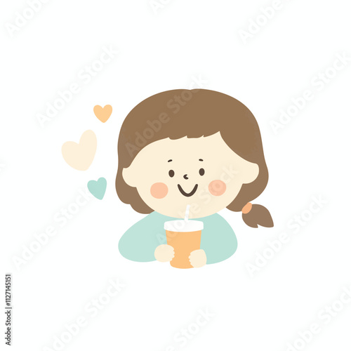 Girl Drinking milk illustration vector design logo and icon design