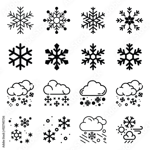 Snow icon set. snowflake icon vector