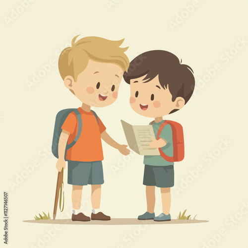 Children is preparing his self for School, kids vector and illustration design