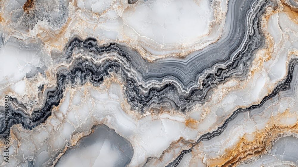 Beautiful gray and white marble with golden veins showcasing natural elegance in a stone surface perfect for design Beautiful gray and white marble with golden veins showcasing natural elegance in a stone surface perfect for design