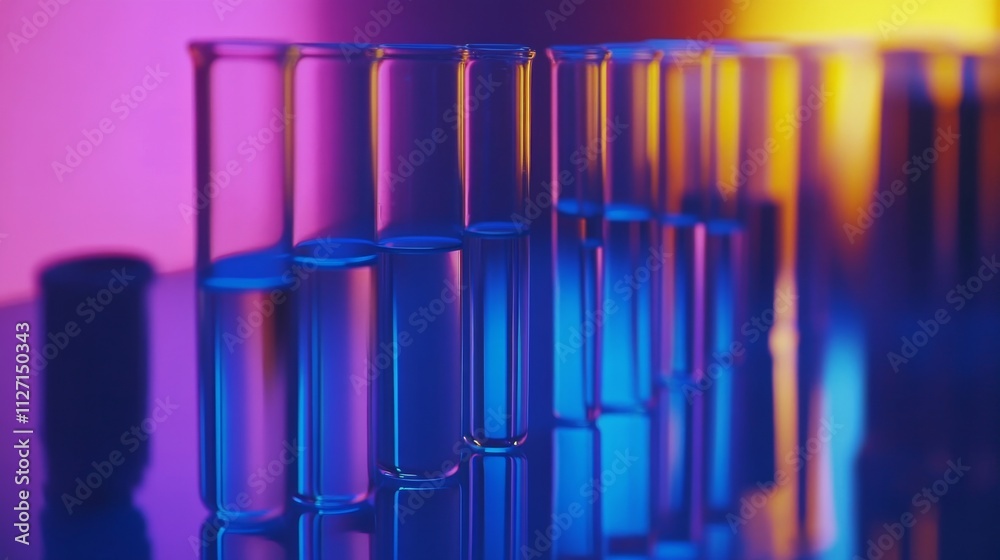 Vibrant Test Tubes Under Neon Light Vibrant Test Tubes Under Neon Light