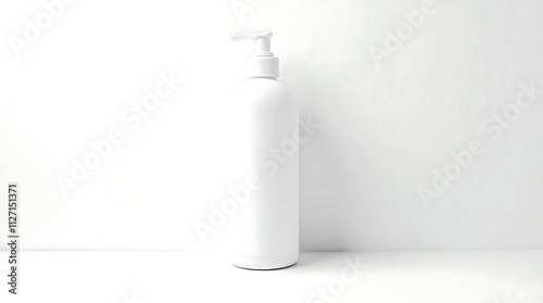 Clean Minimalist Product Mockup White Pump Bottle Studio Shot on White Background for Branding and Packaging Design