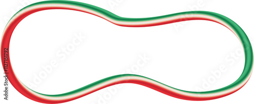 3D Glossy Abstract Wavy Line Loop Decoration Elements with Italian Flag Colors and Christmas Theme