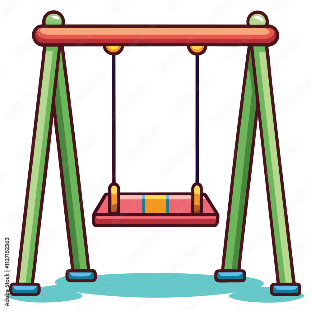Colorful Playground Swings, Happy Kids Fun, Park Recreation Colorful Playground Swings, Happy Kids Fun, Park Recreation
