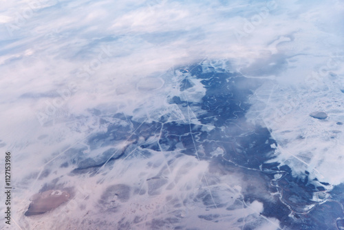 Permafrost in Siberia, aerial plane view. photo