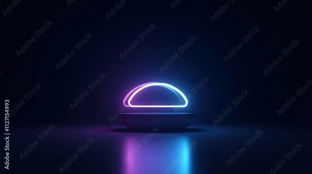 Futuristic Neon Glow: Abstract Cloud Symbol on Dark Platform, Digital Art, Sci-fi Theme, Glowing Lines, 3D Render Futuristic Neon Glow: Abstract Cloud Symbol on Dark Platform, Digital Art, Sci-fi Theme, Glowing Lines, 3D Render