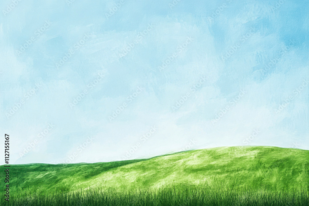 Obraz premium Serene minimalist grassland landscape open fields nature art tranquil environment panoramic view simple beauty for relaxation