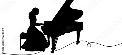 beautiful pianist silhouette