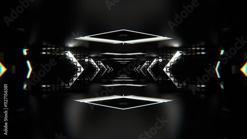 Black and White Neon Squares Amazing Endless Tunnel Background VJ Loop in 4K