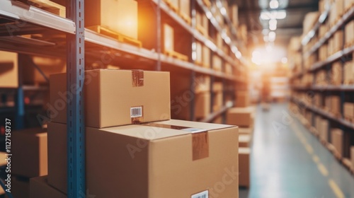 Warehouse Storage with Cardboard Boxes