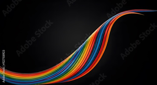Colored Olympic Games abstract curved rainbow wave isolated, colorful banner stripes