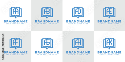 Letters AA AB AD AE AF AG AH AK Book Logo, symbolizing knowledge, education, and growth