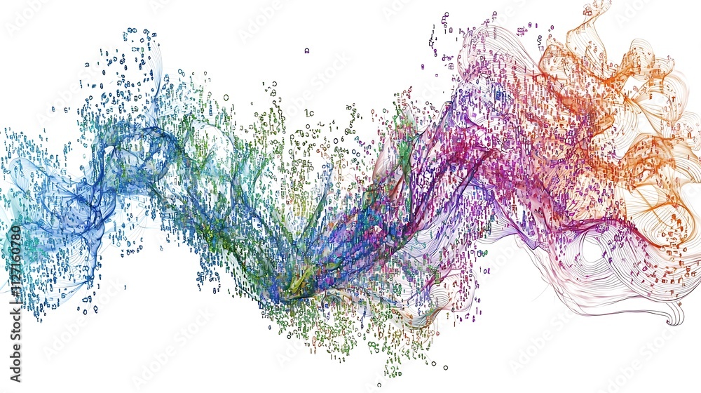Fototapeta premium Abstract colorful flowing particles, vibrant, dynamic, energy.