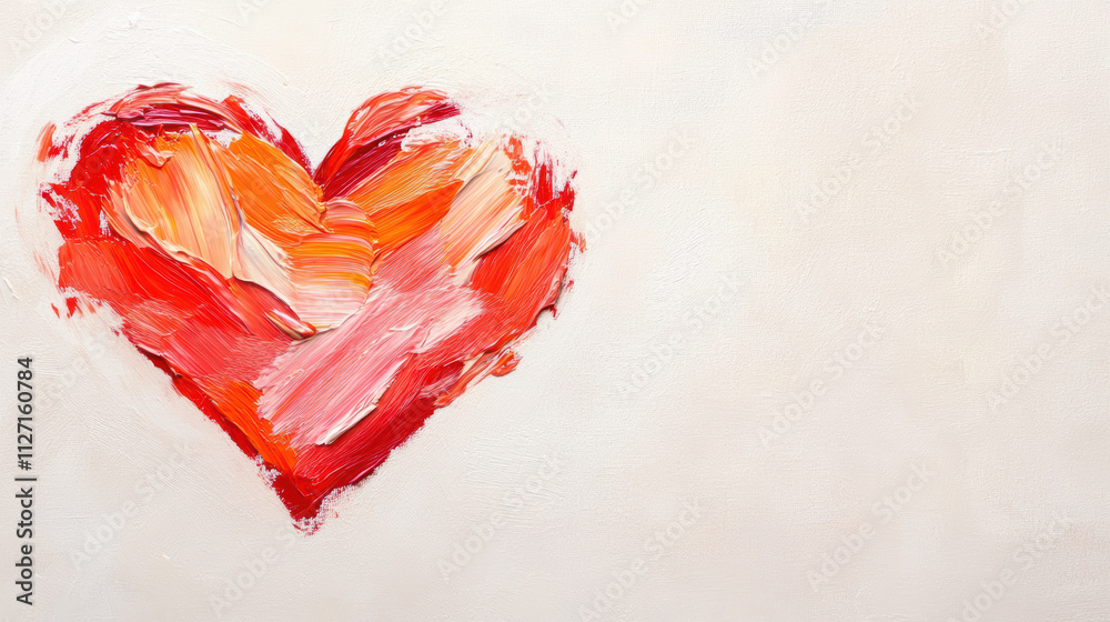 Colorful textured heart painting on a neutral background Colorful textured heart painting on a neutral background