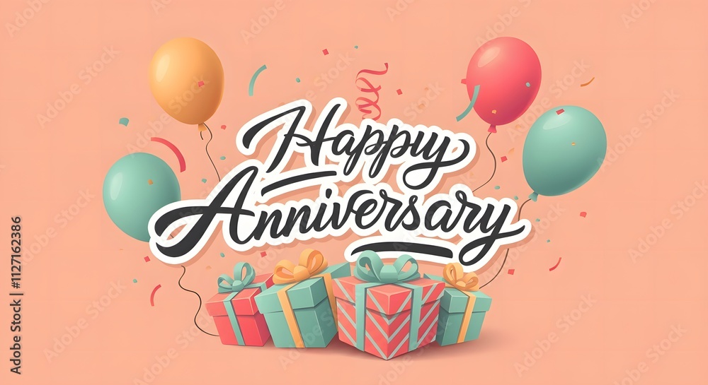 Happy Anniversary message for banner or poster design illustration