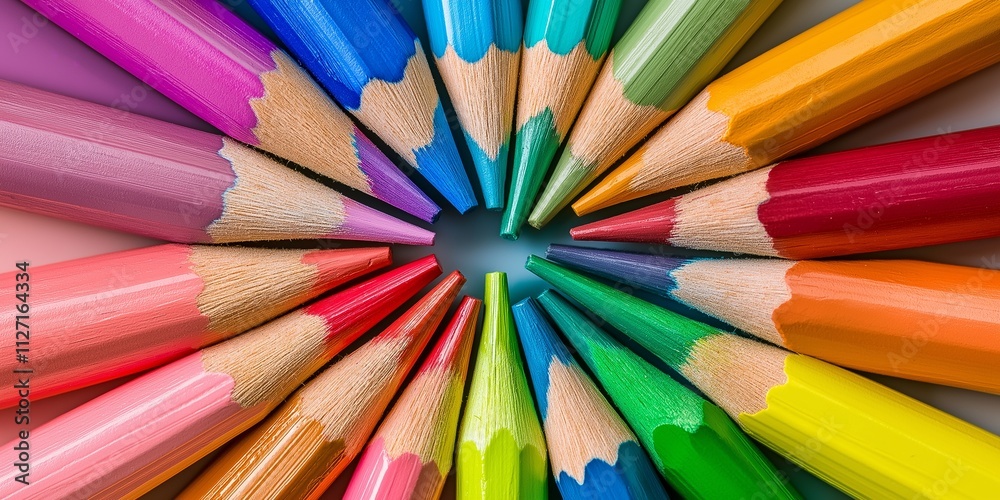 Fototapeta premium A colorful array of sharpened pencils forming a vibrant circle.