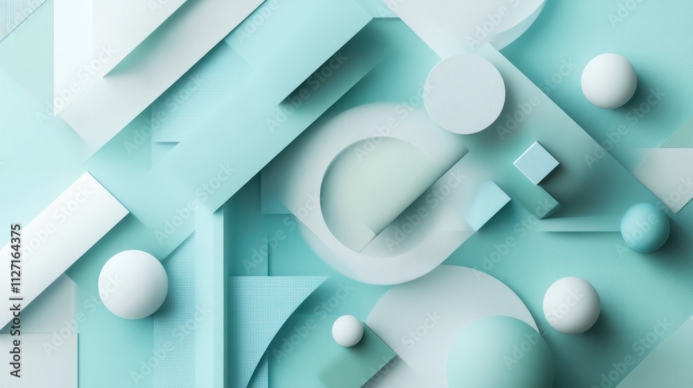 Fototapeta premium A visually striking abstract background featuring geometric shapes and a soft blue-green color palette.
