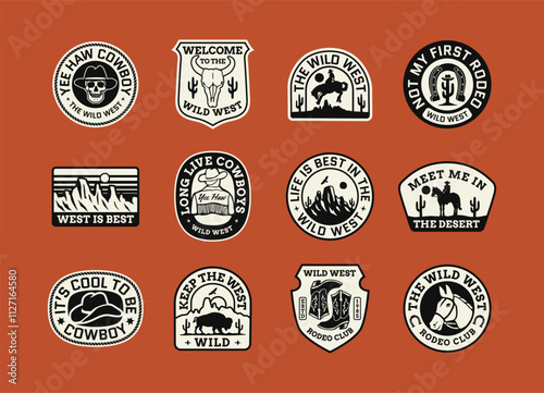 Set of vector western inspired badge designs. photo