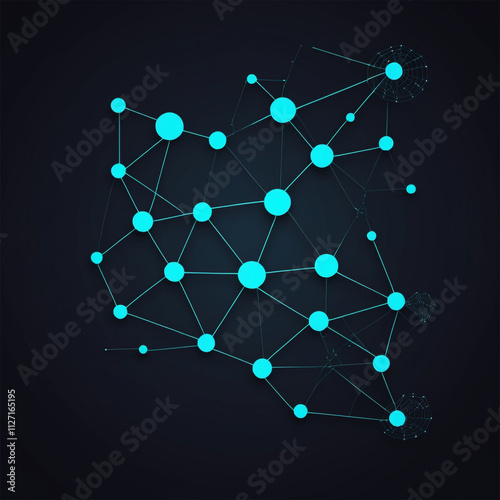 Digital Information Technology Network Background, Abstract dot point connect with gradient line Digital Networking