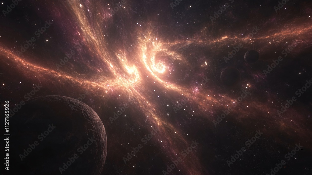 Obraz premium Cosmic Nebula Planets Stars Galaxy Space Background