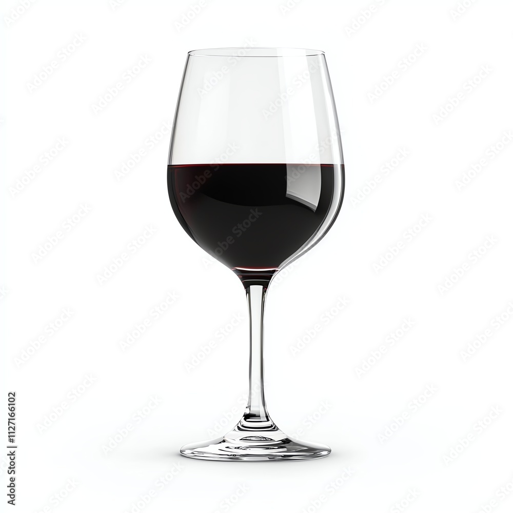A simple wine glass filled with rich red wine, elegantly displayed against a white background, emphasizing its shape and color. A simple wine glass filled with rich red wine, elegantly displayed against a white background, emphasizing its shape and color.
