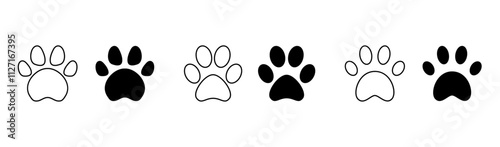 Pet paw editable vector icon isolated on white background flat vector illustration