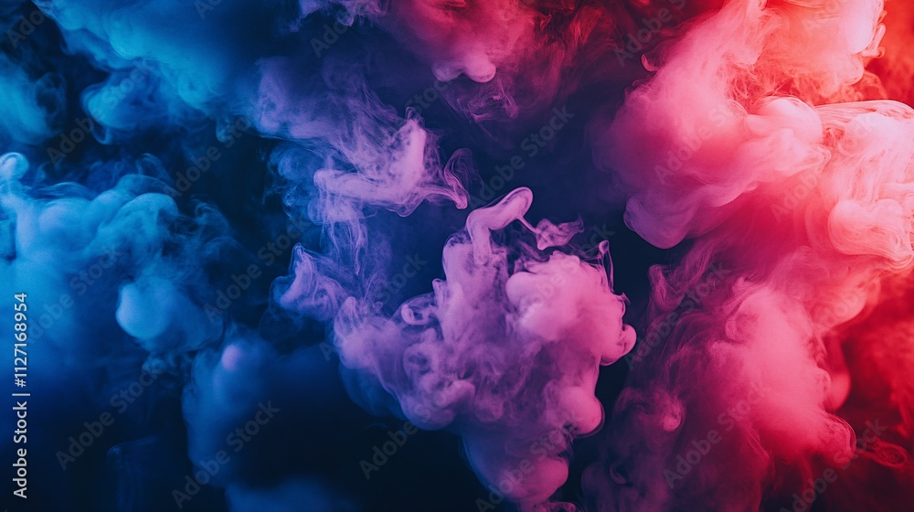 Fototapeta premium Abstract swirling blue and red smoke patterns