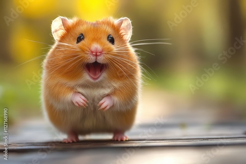 Conceptual hamster photo showcasing joy and movement for innovative branding. photo