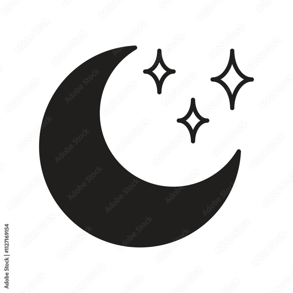 starry night glyph icon with white background vector stock illustration starry night glyph icon with white background vector stock illustration