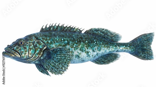 lingcod, ling cod, Ophiodon elongatus, buffalo cod, cultus cod, Hexagrammidae, Chordata, Actinopterygii, Ophiodon Type 17
 photo