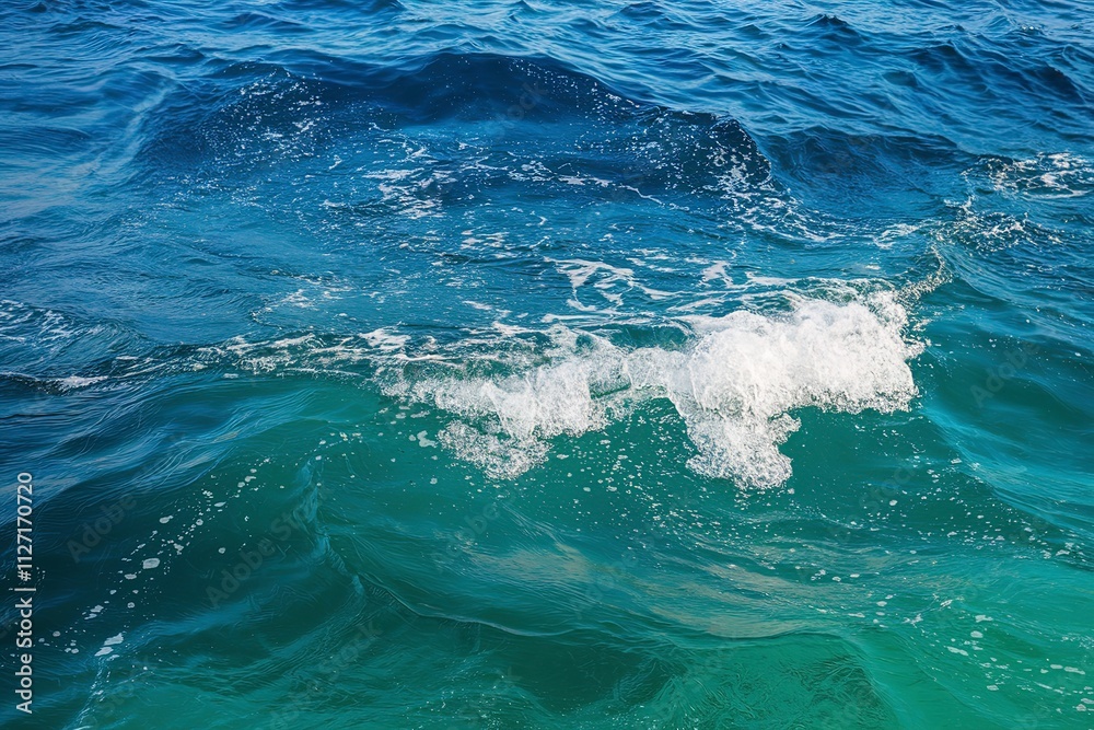 Fototapeta premium A photo of a mesmerizing aquatic scene where a deep blue ocean meets a lighter turquoise sea