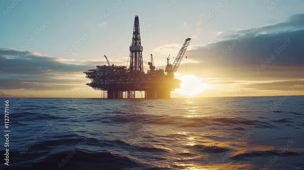 Oil drilling platform standing tall in the vast ocean, symbolizing human innovation and the quest for energy amidst nature's vastness. Oil drilling platform standing tall in the vast ocean, symbolizing human innovation and the quest for energy amidst nature's vastness.