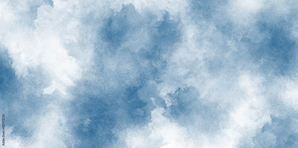 Obraz premium abstract watercolor background for your design, bright autumn blue cloudy sky, Light sky blue shades watercolor background. Sky Nature Landscape Background. 