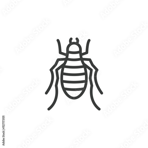 Flea, icon in line design. Flea, insect, parasite, pest, jump, small, blood on white background vector. Flea, editable stroke icon