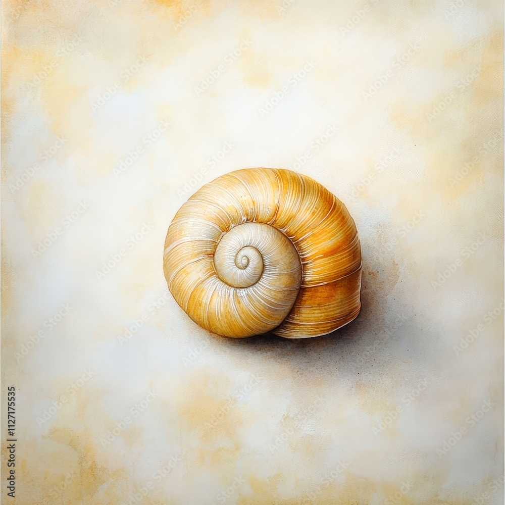 A beautifully detailed close-up of a spiral shell, set against a soft, neutral background, Perfect for nature-related projects, educational materials, or decorative designs,