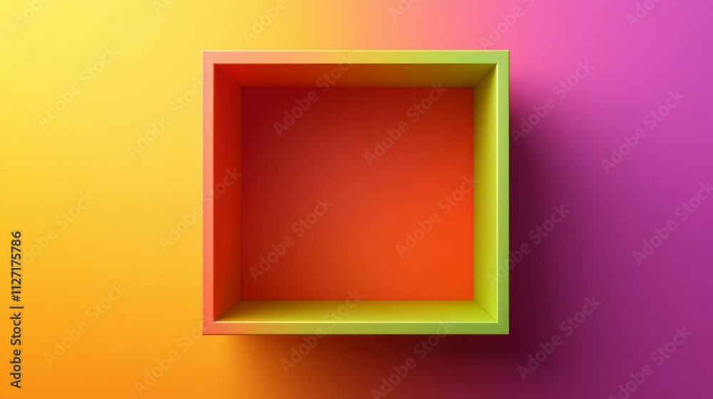 Empty colorful recessed shelf, vibrant background. Empty colorful recessed shelf, vibrant background.
